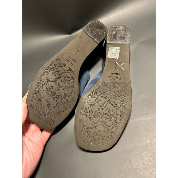 Brighton Isabel Blue and Silver Leather Slip on Sandal Wedge Mules - Picture 2 of 6